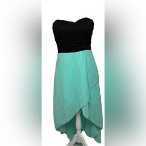 Casting LA M Black & Green Strapless High Low Hem Dress